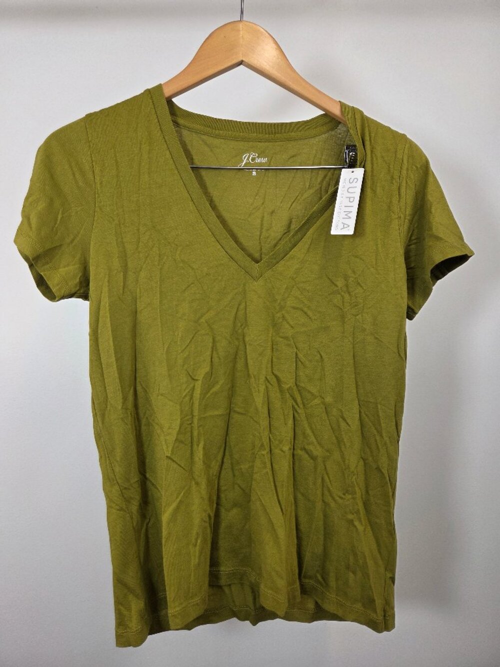 J.Crew T-Shirt Women’s Small Green Supima Cotton V-Neck Short Sleeve Tee NWT